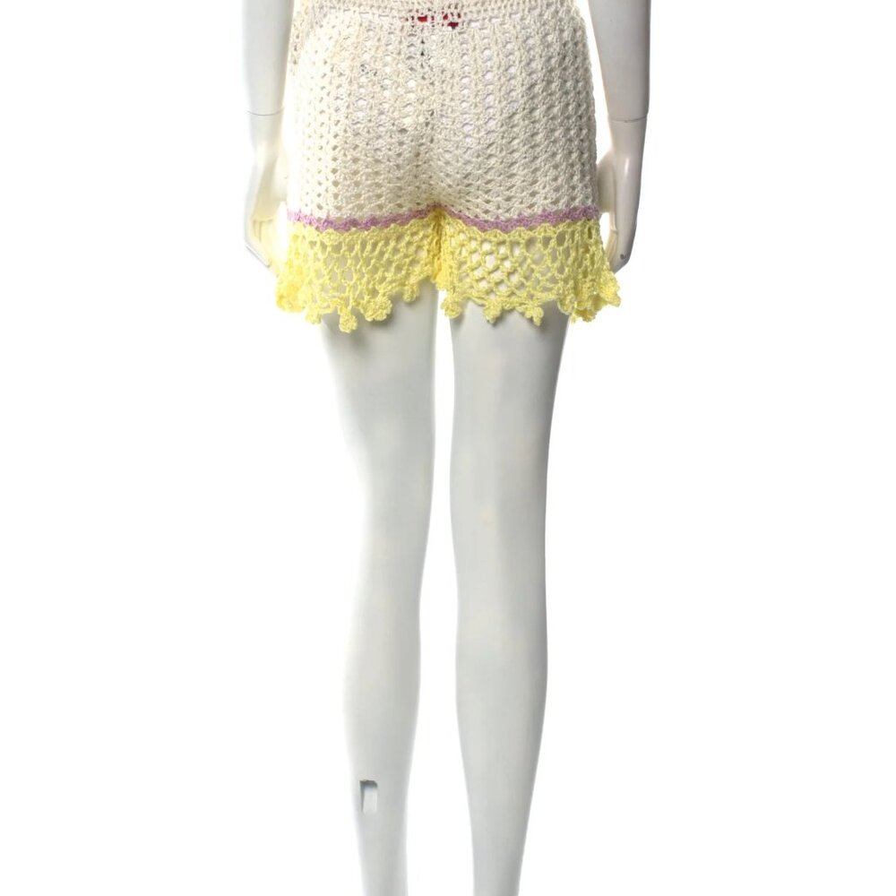 Andreeva High Rise Cotton Crochet Mini Shorts, Resort Wear, Size Medium - Picture 7 of 7